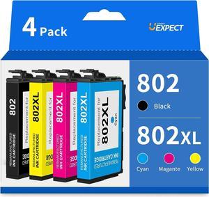 LemeroUexpect Remanufactured Ink Cartridge Replacement for Epson 802 802XL T802XL for Workforce Pro WF-4730 WF-4734 WF-4740 WF-4720 EC-4020 EC-4030 EC-4040 (Black, Cyan, Magenta, Yellow, 4-Pack)