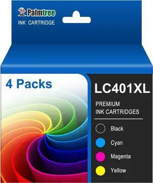 Palmtree LC401XL Compatible Ink Cartridge Replacement  LC401 LC 401 LC401XL LC401 XL to use with Brother MFC-J1010DW MFC-J1012DW MFC-J1170DW Printer (4 High Yield Combo Pack)