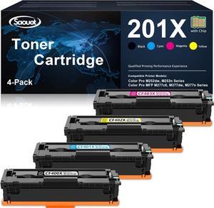 201X Toner Cartridges 4-Pack Replacement  CF400X Work for Color Pro MFP 277dw, M277n; Color Pro MFP M252n, M252dw Series Printer | Black, Cyan, Magenta, Yellow