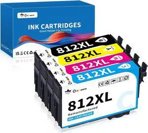 OINKWERE Remanufactured 812XL Ink Cartridge Replacement  812 T812XL Ink Cartridges Combo Pack for Workforce Pro WF-7820 WF-7840 WF-7310 EC-C7000 Printer (4 Pack)