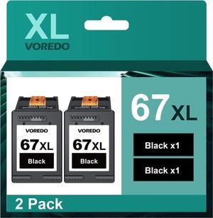 VOREDO 67XL Black Ink Cartridge Replacement  Ink 67 67XL Compatible with Envy 6000 6055e 6400e 6455e 6458e DeskJet 2755e 2700 4100 4155e Printer (2 Black)