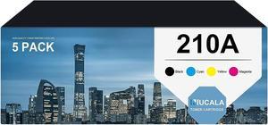 210X 210A W2100A W2101A W2103A W2102A Toner Cartridge 5-Pack Compatible Replacement  210A Color Pro 4201dn, 4201dw; Color Pro MFP 4301dw, 4301fdn, 4301fdw Printer(2Black/1Cyan/1Magenta/1Yellow)
