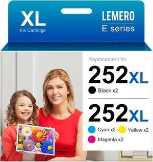 LEMERO Remanufactured Ink Cartridges Replacement  252 XL 252XL T252XL to use with Workforce WF-7710 WF-7720 WF-3640 WF-3620 WF-7620 WF-7210 (2 Black, 2 Cyan, 2 Magenta, 2 Yellow, 8-Pack)