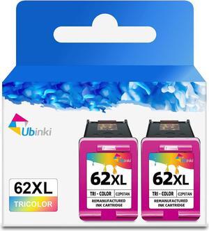 Ubinki 62XL Color Ink Cartridges Replacement  Ink 62 XL HP62 HP62XL Higher Yield Ink Cartridge for Envy 5540 5640 5660 7640 7644 7645 OfficeJet 200 250 5740 5745 8040 Printer(2-Pack)