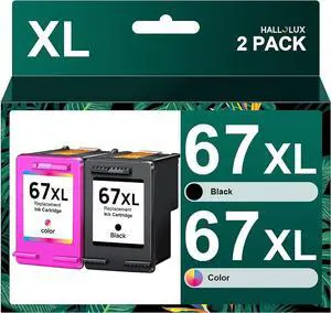 67XL Ink Cartridge Remanufactured Replacement for 67 67XL Ink Cartridges Black Color Combo Pack for Envy 6000 6055e 6400e 6455e 6458e DeskJet 2755e 2700 4100 4155e Printer (1 Black, 1 Tri-Color)