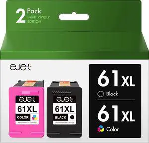 ejet 61XL Ink Cartridges Combo Pack Remanufactured Replacement  61 XL Ink 61 Ink  Envy 4500 5530 4502 5535 5534 officejet 4630 4635 Deskjet 1000 1010 1510 Printer (1 Black, 1 Tri-Color)