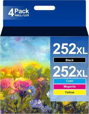 252XL Ink Remanufactured Ink Cartridge Replacement  252XL Ink Cartridges Combo Pack to use with WF-7210,WF-7720,WF-7710,WF-3640,WF-3620,WF-7620,WF-7610 (Black, Cyan, Magenta, Yellow, 4 Pack)