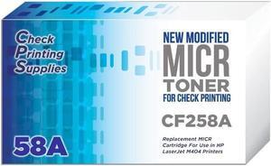 New Modified OEM CF258A MICR Toner Cartridge for use in HP Laserjet M404 Printers for Check Printing - Prints 3000 Pages - Made in USA