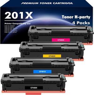 201X 201A MFP M277dw Toner Cartridge 4 Pack Compatible Replacement  201X 201A Color Pro MFP M252dw M277c6 CF400A CF401A CF402A CF403A M252 M277 Printer Ink (Black Cyan Yellow Magenta, 4-Pack)