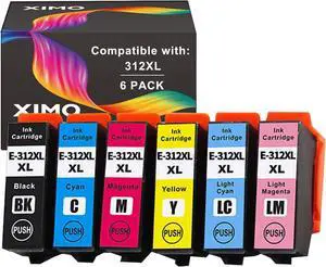 XIMO Remanufactured Ink Cartridges Replacement  312XL use on Expression Photo XP-8500 XP8600 XP-8700Printer,6-Pack(1 Black,1 Cyan,1 Magenta,1 Yellow,1 Light Cyan,1 Light Magenta)