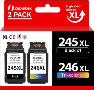 ZepmTek 245XL 246XL Black Color Ink Cartridge Replacement for Canon 245XL 246XL Combo Pack,for Canon 245 246, for Pixma MG2522 MG3022 TR4520 TR4527 MX490 MX492 TS3420 TS3120 Printer(1 Black,1 Color)