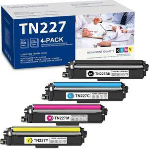 NUCALA Compatible TN227BK TN227C TN227M TN227Y Toner Replacement  HL-3230CDN 3290CDW MFC-L3770CDW L3710CW L3750CDW L3730CDW Printer, BY -TN227-4PK(KCMY), Black,Cyan,Magenta,Yellow