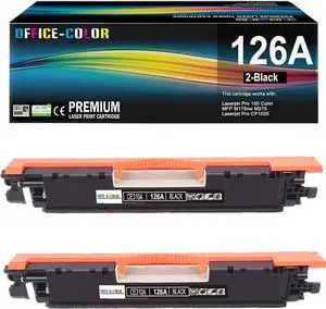 126A Black Toner Cartridge Replacement  126A CE310A for Laserjet Pro 100 Color MFP M175nw,cp1025nw,M275 Printer Ink (2-Pack)