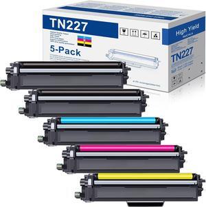 TN-227BK TN-227C TN-227M TN-227Y High Yield Toner Cartridge: NUC Compatible Replacement  TN227 Works for MFC-L3710CW L3730CDW HL-3230CDN DCP-L3550CDW Printer (5 Pack, 2BK+1C+1M+1Y)