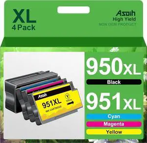 950XL 951XL Combo Ink Cartridges | Work  OfficeJet Pro 8600, Pro 8610, Pro 251dw 276dw, 8100 8620 8625 8630 Series | Replacement  951 950 Ink Cartridges | 4 Pack