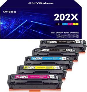 CMYBabee Compatible Toner Cartridges Replacement  202X 202A CF500X CF500A to use with Laserjet Pro MFP M281fdw M254dw M281cdw M281 M281dw Toner Printer (2 Black, Cyan Magenta Yellow, 5-Pack)