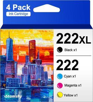 222XL Ink Cartridges Replacement  222 Ink Cartridges 222XL T222 Black and Color Combo Pack Work with XP-5200, WF-2960 Printer (1 Black, 1 Cyan, 1 Magenta, 1 Yellow, 4 Pack)
