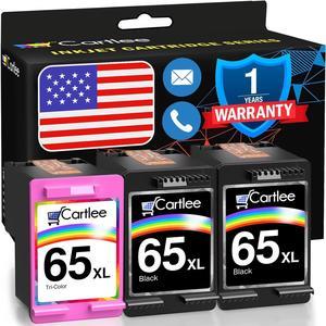 Cartlee 3 Pack Remanufactured 65XL 65 XL High Yield Ink Cartridges  DeskJet 2600 2622 2635 2652 2655 3700 3720 3722 3752 3755 Envy 5000 5052 5055 AMP 100 Printer Series Black and Color Combo