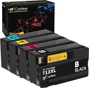 Cartlee Compatible Ink Cartridges Replacement  712 712XL Ink Cartridges  for DesignJet T210 T230 T250 T630 T650 Studio Plotter Printers (1 Black, 1 Cyan, 1 Magenta, 1 Yellow)