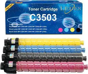 LEDES MP C3503 C3003 Toner Cartridge Compatible 841813 841814 841815 841816 Toner Cartridge Replacement for Ricoh Aficio Lanier Savin MP C3003 MP C3503 MP C3004 MP C3504 Printer(4 Pack,BK,C,M,Y)