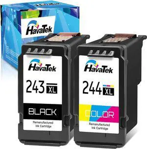 HavaTek Remanufactured Ink Cartridge Replacement for Canon PG-243 CL-244 PG-245XL CL-246XL (1 Black,1 Color) to Use with Canon Pixma TS3122 MX490 MX492 TR4522 TR4520 MG2522 MG2922 MG2520 Printer