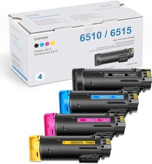 6510 Toner Cartridge Set - (4-Pack, 1Black/1Cyan/1Magenta/1Yellow): Dophe Compatible 106R03480 106R03677 106R03678 106R03679 Toner Cartridge Replacement for Xerox Phaser 6510 WorkCentre 6515 Printers