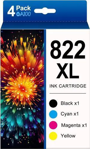 822 XL 822XL Ink 822 Remanufactured Ink Cartridges Replacement  822XL Ink Cartridges Combo Pack to use with Epson Workforce Pro WF-3820 WF-4820 WF-4830 WF-4833 4-Pack 822XL 822