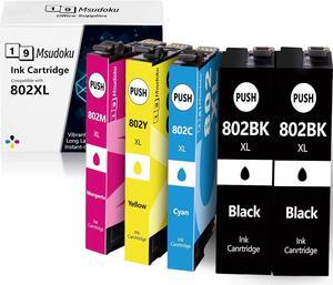 Msudoku 802Xl Ink Cartridges Remanufactured 5 Pack Replacement  802 802Xl Ink Cartridges Combo Pack T802XL T802 Use with Workforce Pro F-4730 WF-4740 WF-4734, EC-4020 EC-4030 Printers