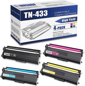 TN433 Compatible TN-433BK TN-433C TN-433Y TN-433M High Yield Toner Cartridge Replacement for Brother TN-433 HL-L8260CDW DCP-L8410CDW MFC-L8610CDW Toner.(1BK+1C+1Y+1M)
