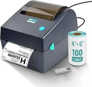 S8 Shipping Label Printer -100 4×6 Mailing Thermal Labels, USB Barcode Desktop Thermal Shipping Label Printer for UPS USPS FedEx Ebay Etsy Shopify Packages Postage Label Writer Windows Mac