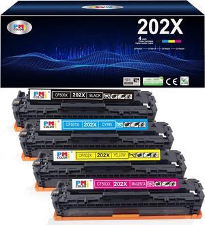 202A 202X Toner Cartridges - High Yield 4 Pack Replacement  Color Laserjet Pro M254dw MFP M281cdw, M281fdw M281fdn M281 M254 Series