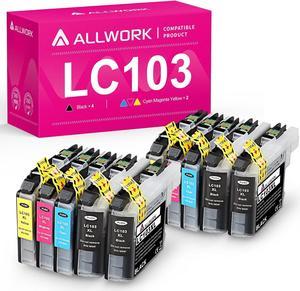 Allwork 10PK Compatible Ink Cartridges Replacement for Brother LC103 XL K C M Y Color Set for Brother MFC-J870DW MFC-J450DW MFC-J6920DW MFC-J470DW Printer (4 Black + 2 Cyan + 2 Magenta + 2 Yellow)