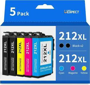 212 XL 212XL Ink Cartridges  Printer Remanufactured Replacement  212 212XL Ink Combo Pack Work with Workforce WF-2850 WF-2830 Expression Home XP-4100 XP-4105 (5-Pack)