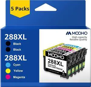 Mooho 288XL Ink Cartridges Replacement 288 Ink Cartridges for XP-440 XP-446 XP-330 XP-340 XP-430 XP-446 Ink Cartridges (2 Black, 1 Cyan, 1 Magenta, 1 Yellow, 5 Pack)