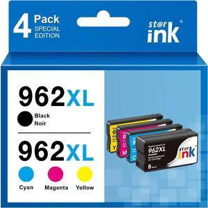 962XL Ink cartridges Remanufactured Replacement  962 hp962 hp962xl  Officejet Pro 9010 9025 9015 9018 9020 9019 9012 9022 Printer(Black Cyan Magenta Yellow) 4-Pack