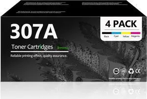 307A Remanufactured Toner Cartridges Black, Cyan, Magenta, Yellow(4-Pack) Replacement  307A Toner Works with Color Professional CP5225 CP5225n CP5225dn Series | CE740A CE741A CE742A CE743A