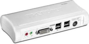 TRENDnet 2-Port DVI USB KVM Switch & Cable Kit with Audio, Manage Two PCs, 2 x USB Keyboard & Mouse Ports, 2 x Bonus USB 2.0 Ports, 2 Way Audio Support, TK-204UK