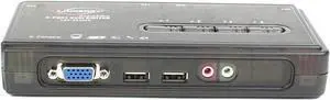 Linkskey 4-Port USB Audio and Mic KVM Switch with 4 Sets of 6-Feet 3-in-1 Cables (LKU-S04ASK)