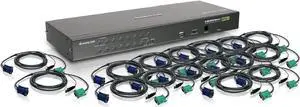IOGEAR 16-Port USB PS/2 Combo KVM Switch w/Full Set of Cables, (GCS1716KITU),Black