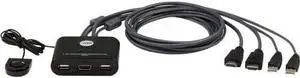 ATEN CS22HF 2-Port USB FHD HDMI Cable KVM Switch - 2 Computer(s) - 1 Local User(s) - 1920 x 1200-4 x USB - 3 x HDMI - Desktop