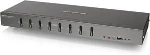 IOGEAR 8-Port Rackmount DVI and VGA KVMP Switch with 2-DVI-D USB KVM Cables, TAA Compliant, GCS1108