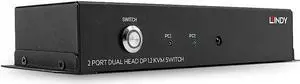 LINDY 39306 2 Port Dual Head DisplayPort 1.2 KVM Switch