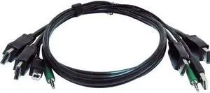 Black Box Network - SKVMCBL-2DP-10TAA - Black Box Secure KVM Cable - Each end (1) USB, (1) or (2) DisplayPort, (1) 3.5mm Audio - 10 ft KVM Cable for KVM Switch, PC - First End: 1 x USB - Male, 2 x