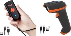 Tera Pro Wireless Barcode Scanner, Waterproof Shockproof Mini Pocket 2D Scanner & Barcode Scanner Wireless and Wired with Battery Level Indicator