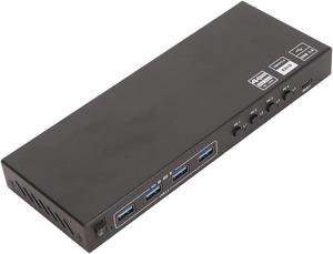 USB KVM Switch, 4 USB3.0 18Gbps Transmission Maximum 3W EDID Adaptive KVM Switch for Office (US Plug)