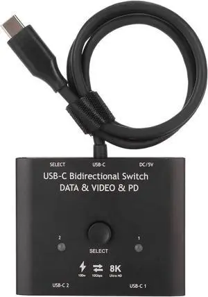 Ennovor Bi Directional USB C Switcher, 8K 60Hz 10Gbps 100W Charging USB Type C KVM Switch for Laptops, 2 in 1 Out/1 in 2 Out