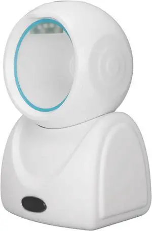 PUSOKEI 1D 2D Desktop Barcode Scanner, Omnidirectional USB Wired Barcode Reader, QR Bar Code Label Reader Scanner Support Screen Scanning, for Supermarkets, Pos System (White)