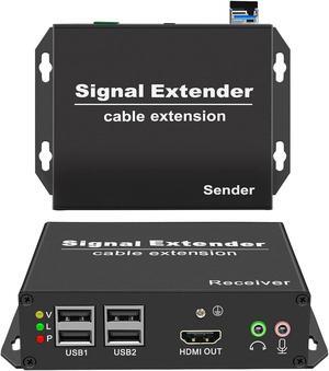 LornCeng 4K HDMI KVM USB Extender with Loop Out Over Fiber up to 20KM, KVM HDMI Fiber Optic Extender Zero Latency 4K@30hz HDMI Extender Over IP, 4 Ports USB2.0, IR Control, Bidirectional RS-232&Audio