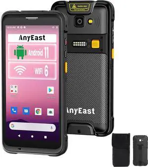 Anyeast Android Barcode Scanner, Android 11, Wi-Fi 6 Rugged PDA Data Terminal, Handheld Mobile Computer with Zebra Scanner, 1D 2D QR Barcode Scanner with Case and Holster for Retail Warehouse Scanner
