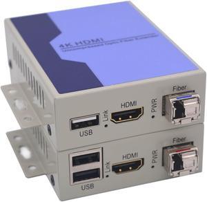 Primeda-telecom 4K HDMI Fiber Converters LC, HDMI USB KVM Over Fiber Extender, Uncompressed 10G SFP Transceivers Included, Support KVM,4Kx2K,A Pair